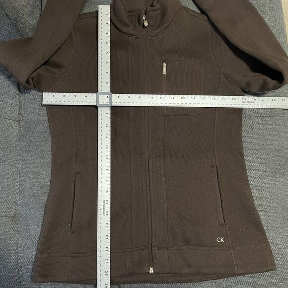 Calvin Klein Knit Full Zip Brown Fleece Jacket Lightweight Women's Small - Picture 6 of 8